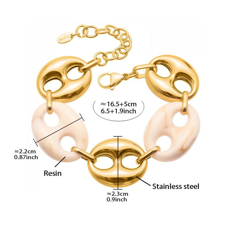 Браслет-цепочка с крупными камнями под малахит CJR79174