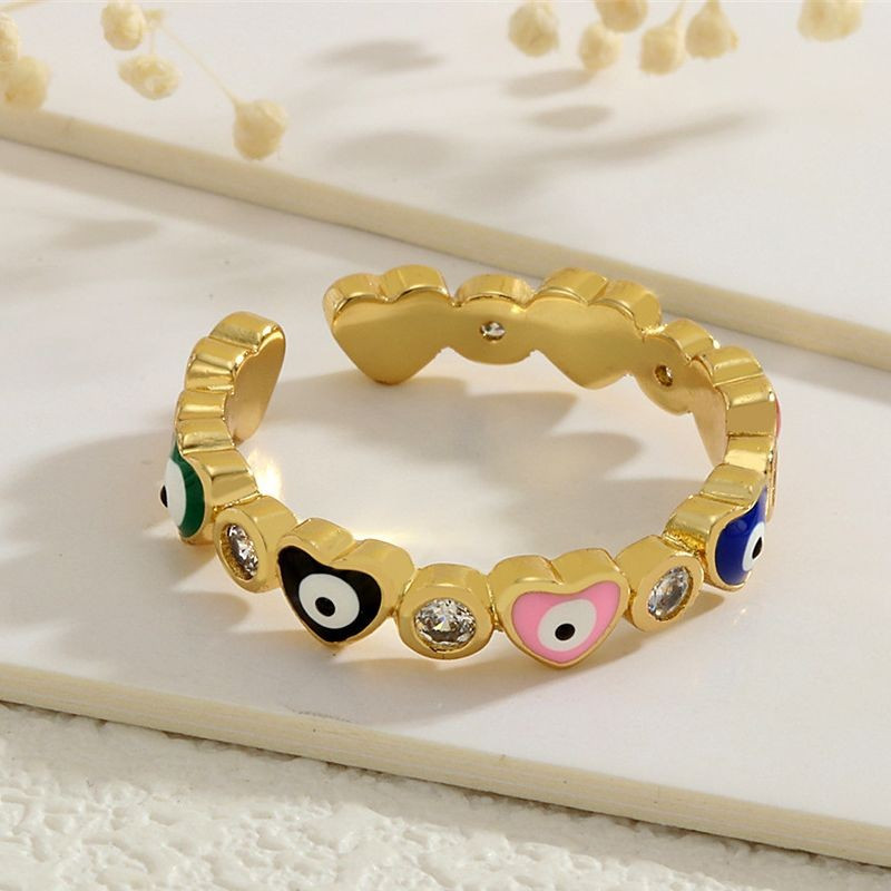 Многоцветное кольцо с эмалевыми вставками в форме глаз CJG67992