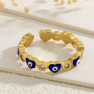 Многоцветное кольцо с эмалевыми вставками в форме глаз CJG67992