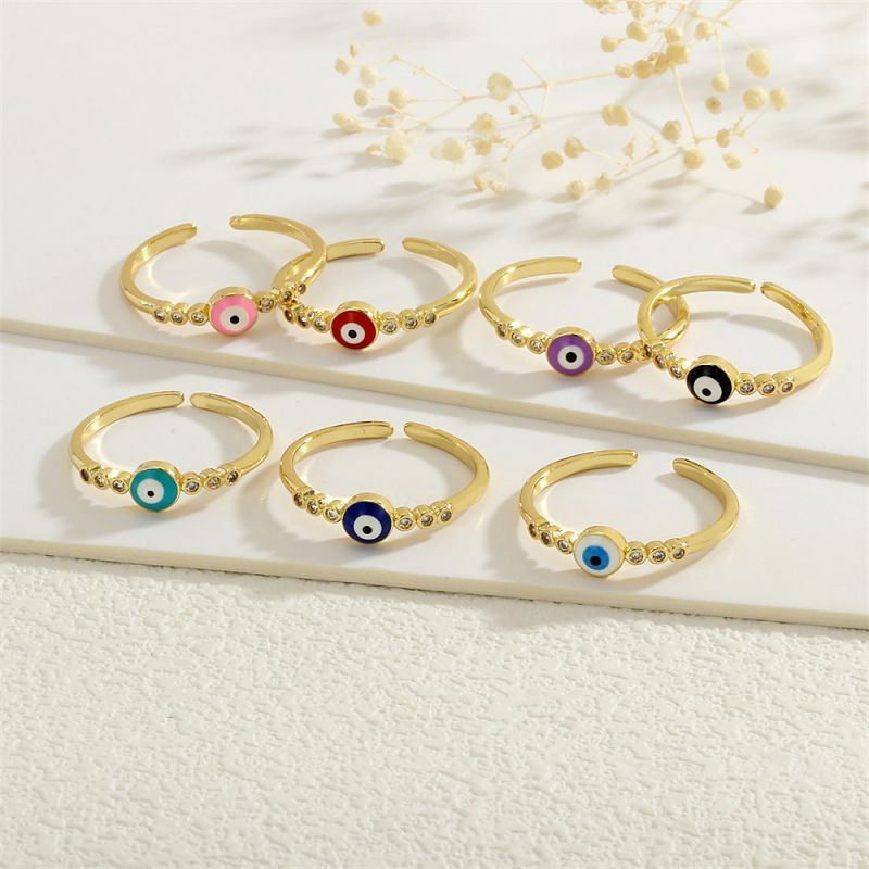 Многоцветное кольцо с эмалевыми вставками в форме глаз CJG67992