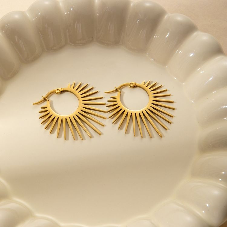 Серьги из стали кольца с напылением золотом J11465CJJ