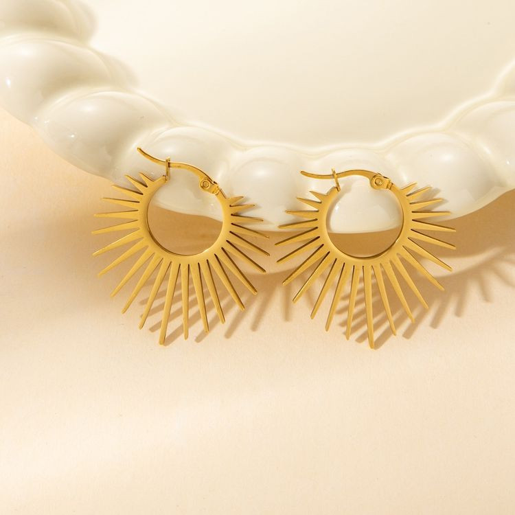 Серьги из стали кольца с напылением золотом J11465CJJ