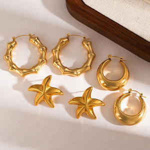 Серьги-пусеты Морские звезды гладкие CJN43138