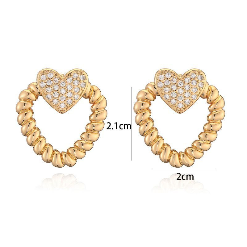 Витые серьги-сердца с кристальной вставкой CJL20467