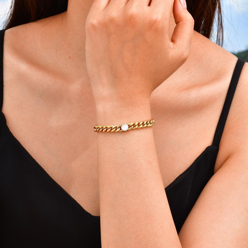 Браслет-цепочка панцирного плетения с прямоугольной вставкой CJP47872