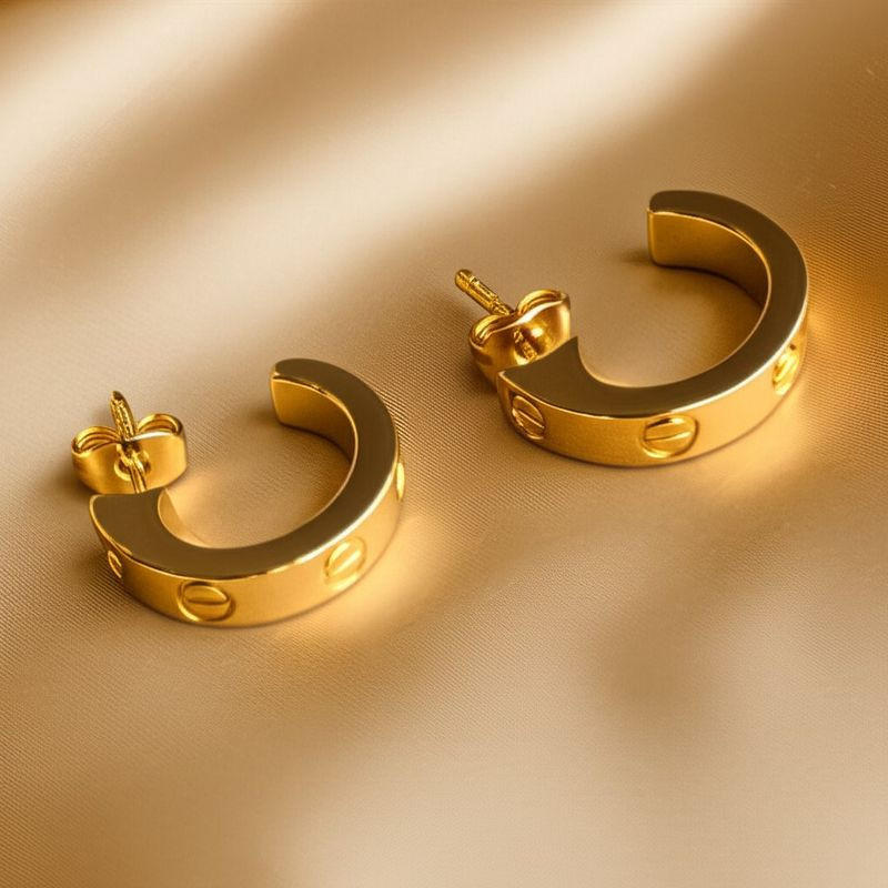 Серьги из титановой стали с напылением золотом 1J12047CJJ