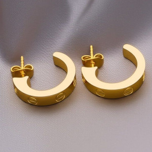 Золотистые серьги-полукольца с гравировкой 1J12047CJJ