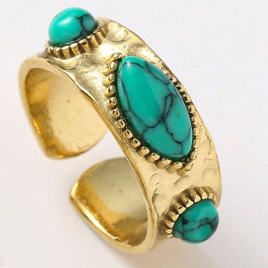 Кольцо в этническом стиле с крупной бирюзой CJL46835