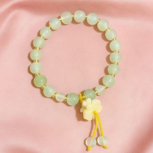 Браслет нежный жадеит с подвеской-цветком J11046CJJ Браслет нежный жадеит с подвеской-цветком J11046CJJ