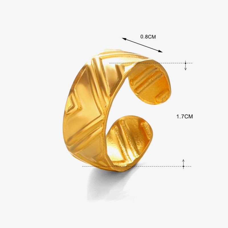 Разомкнутое стальное кольцо в форме изящного листа CJM03734