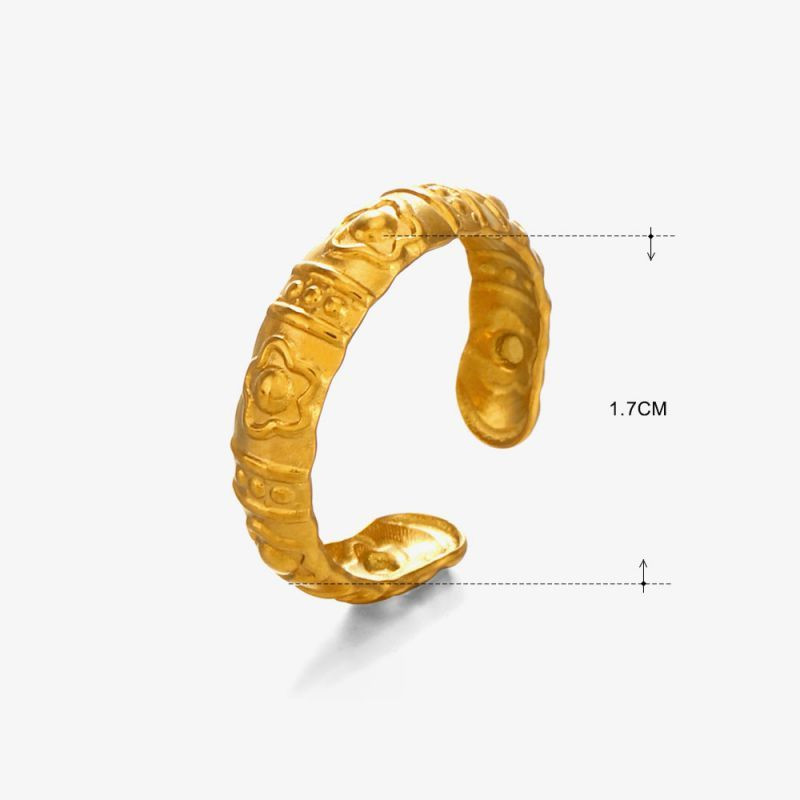 Разомкнутое стальное кольцо в форме изящного листа CJM03734