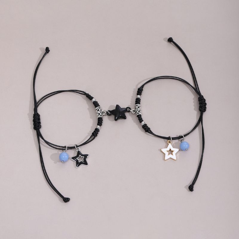 Парные браслеты небесные искры на тонком шнурке