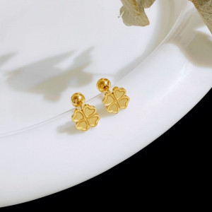 Золотистые серьги-пусеты Клевер CJC98482 Золотистые серьги-пусеты Клевер CJC98482