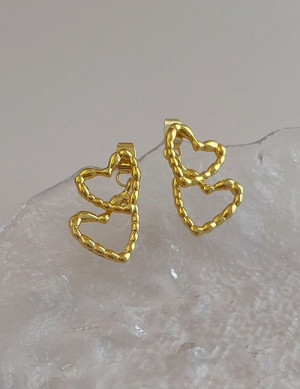 Серьги-пусеты «Двойные контуры сердец» Z31776 Серьги-пусеты «Двойные контуры сердец» Z31776