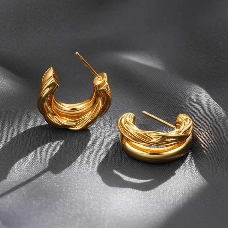 Серьги-гвоздики кольца объёмные 1J11630CJJ