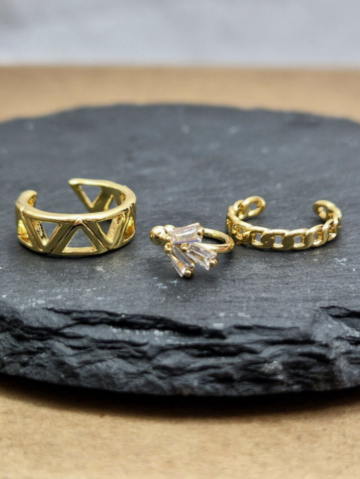 Сет из трех золотистых каффов 1J10997CJJ Сет из трех золотистых каффов 1J10997CJJ