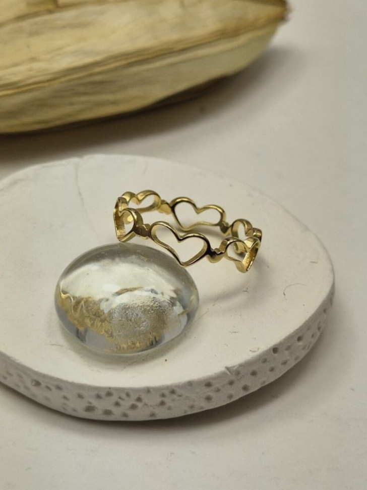 Кольцо медицинская сталь с напылением золотом J11121CJJ