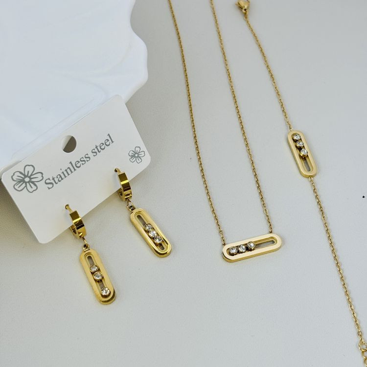 Серьги из стали с напылением золотом J11467CJJ