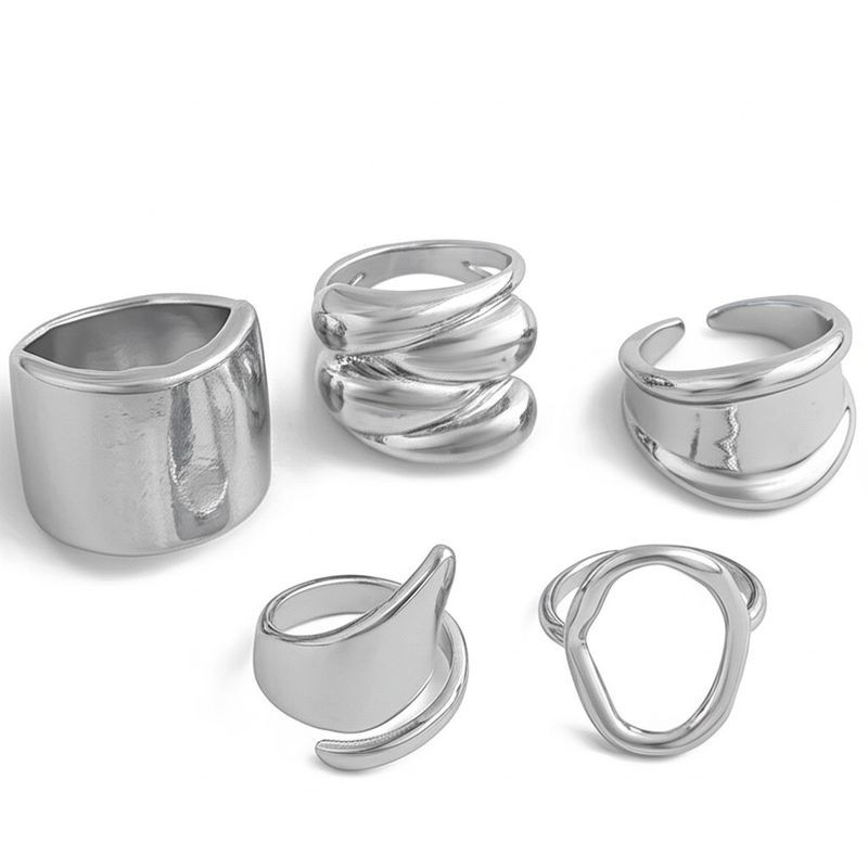 Сет серебристых колец в стиле минимализм и авангард 1J11843CJJ Сет серебристых колец в стиле минимализм и авангард 1J11843CJJ