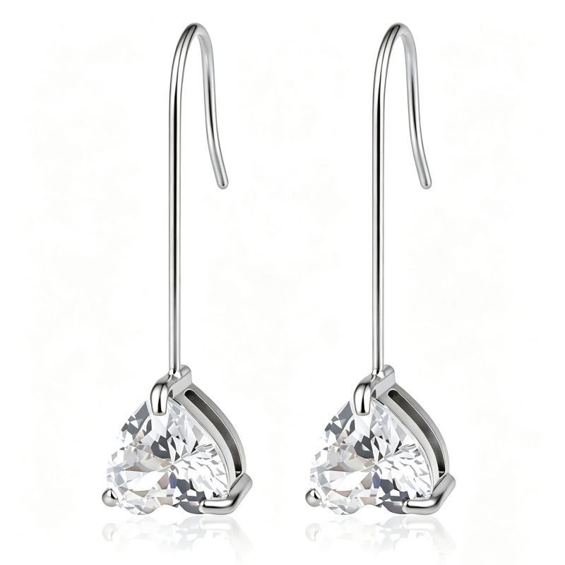 Белые серьги из стали с цирконом ASUZ51205