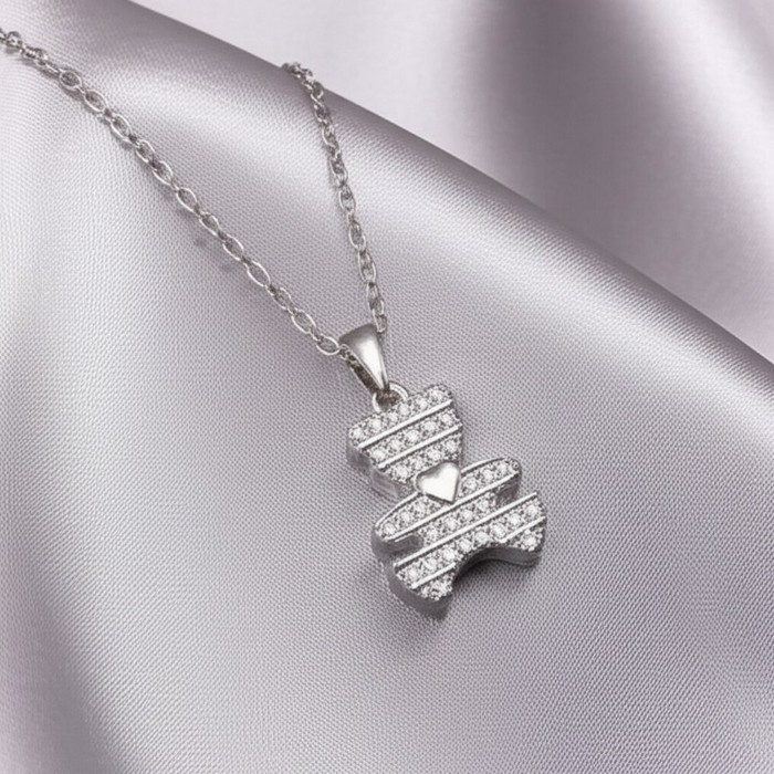 Сверкающая Цепочка с кулоном в виде мишки с кристаллами J10970CJJ Сверкающая Цепочка с кулоном в виде мишки с кристаллами J10970CJJ