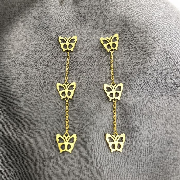 Длинные серьги-бабочки на цепочках 1J10349(CJJ) Длинные серьги-бабочки на цепочках 1J10349(CJJ)