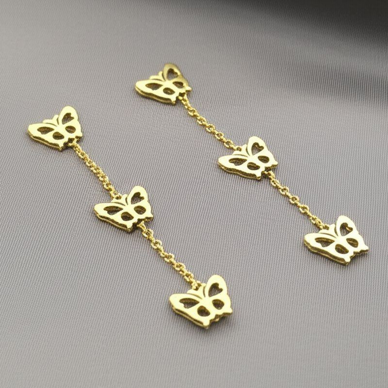 Длинные серьги-бабочки на цепочках 1J10349(CJJ) Длинные серьги-бабочки на цепочках 1J10349(CJJ)