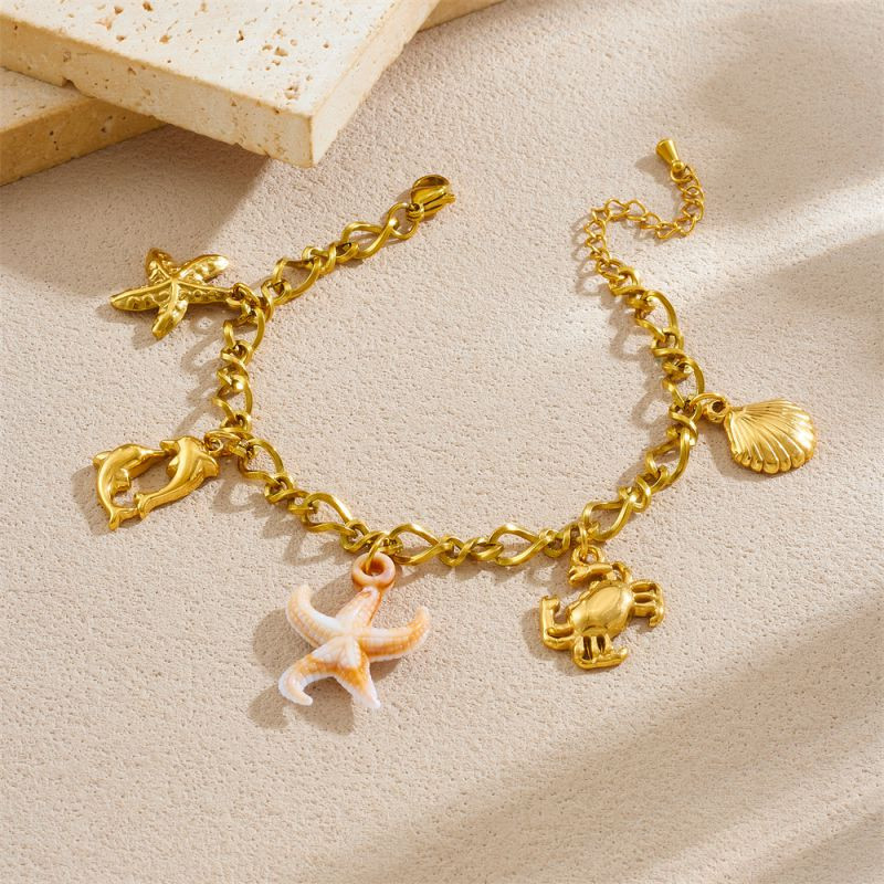 Браслет-цепочка с крупными морскими талисманами CJR62482
