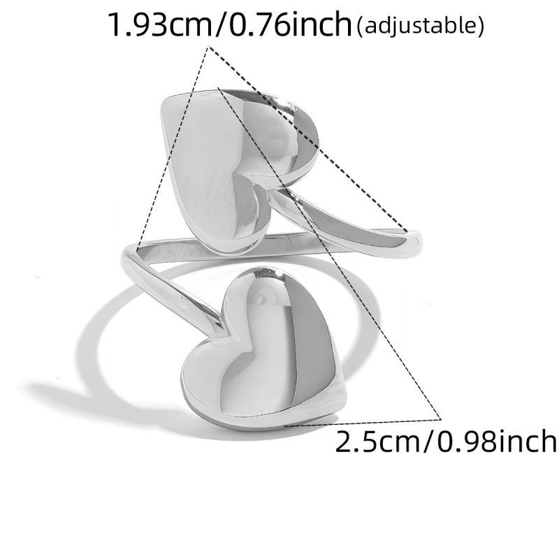 Узкое золотистое кольцо с двумя соединенными сердцами CJT25710