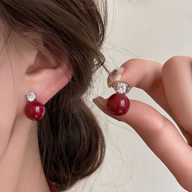 Серьги-гвоздики ювелирный сплав с бусинами 1J12356CJJ