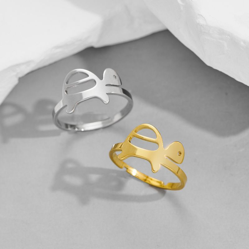 Серебристое кольцо Кролик из нержавеющей стали CJH89528