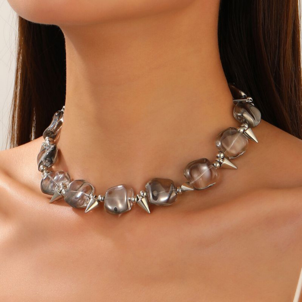 Чокер из крупных дымчатых кристаллов CJJ16971