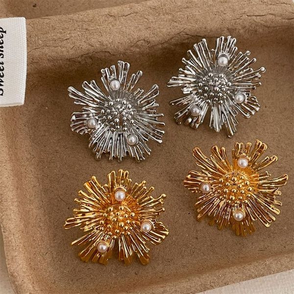 Массивные серьги-цветы с жемчугом CJL47587 Массивные серьги-цветы с жемчугом CJL47587