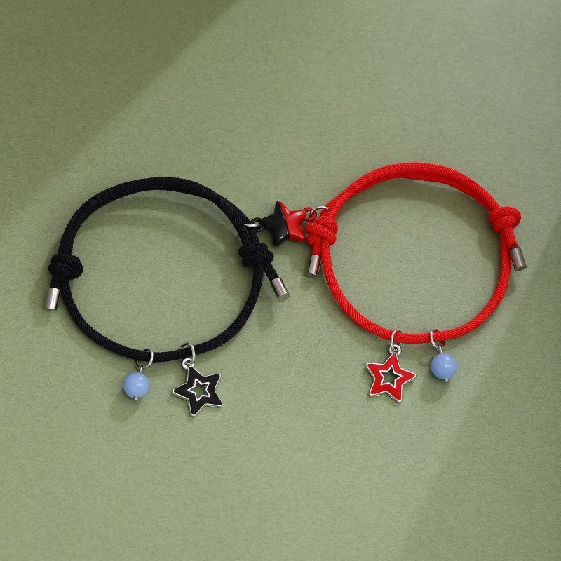 Парные браслеты сияющая звезда на двойном шнуре