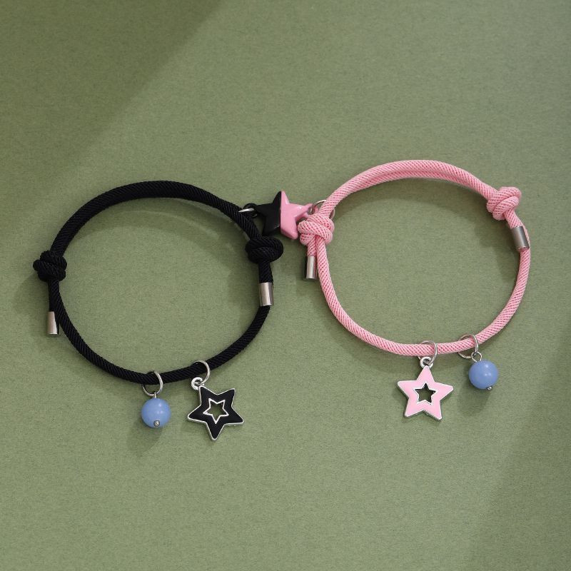Парные браслеты сияющая звезда на двойном шнуре
