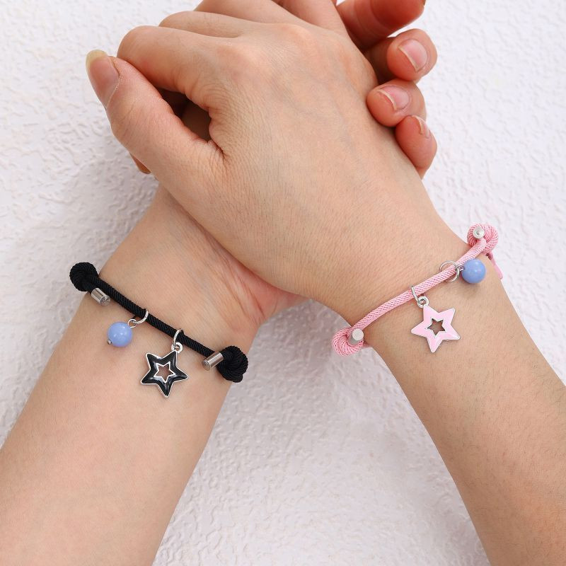 Парные браслеты сияющая звезда на двойном шнуре