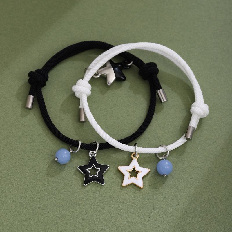 Парные браслеты сияющая звезда на двойном шнуре