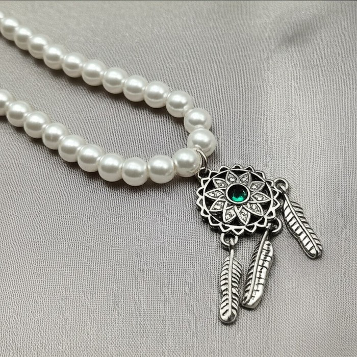 Элегантные жемчужные бусы с ловцом снов J11204CJJ