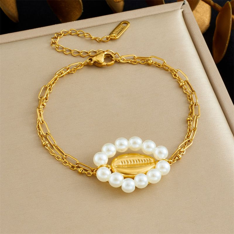 Браслет-цепочка с центральным элементом из жемчуга CJR62502