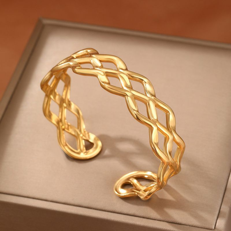 Браслет жесткий ажурный с сетчатым плетением CJM03955 Браслет жесткий ажурный с сетчатым плетением CJM03955