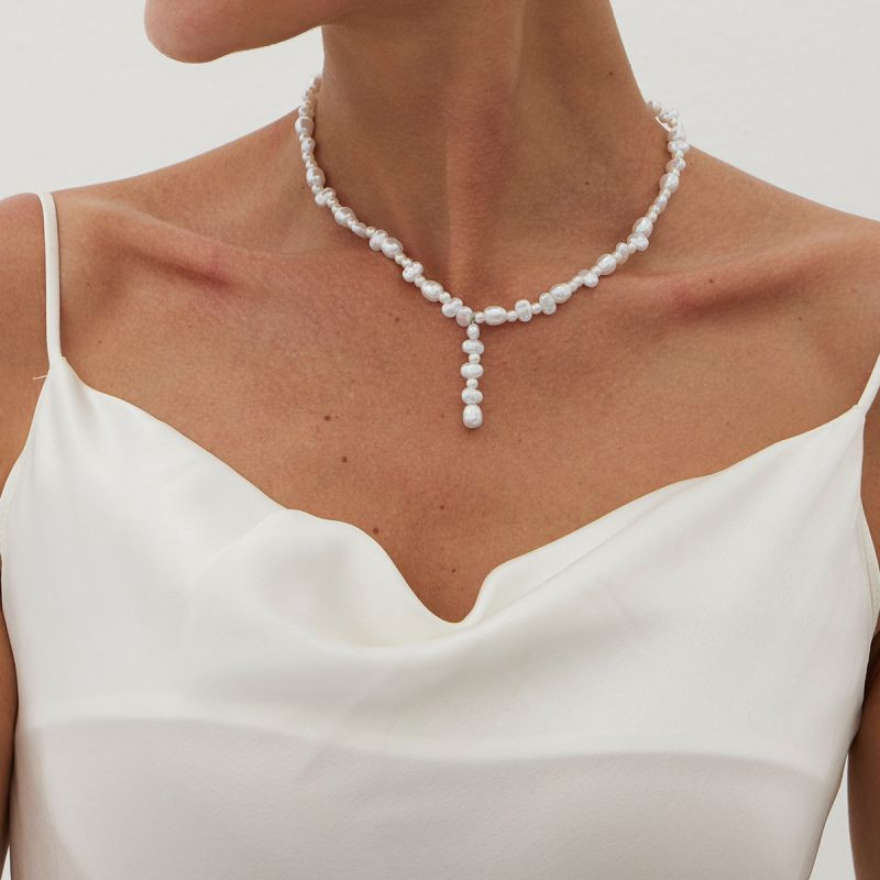 Длинное колье из барочного жемчуга в стиле лариат CJM15293 Длинное колье из барочного жемчуга в стиле лариат CJM15293