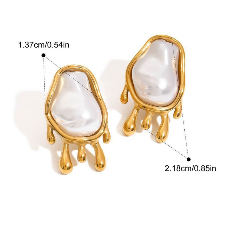 Серьги Висячие с крупным жемчугом и декором CJL33956