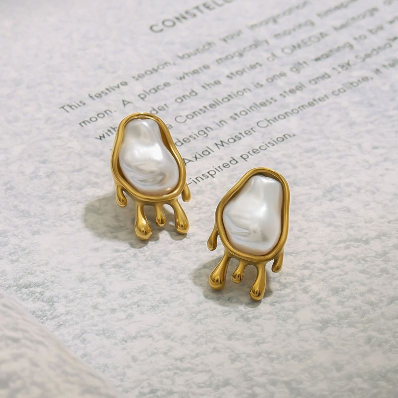 Серьги Висячие с крупным жемчугом и декором CJL33956