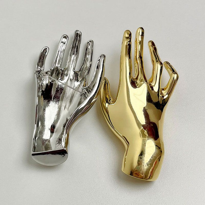 Брошь ювелирный сплав рука J11790CJJ