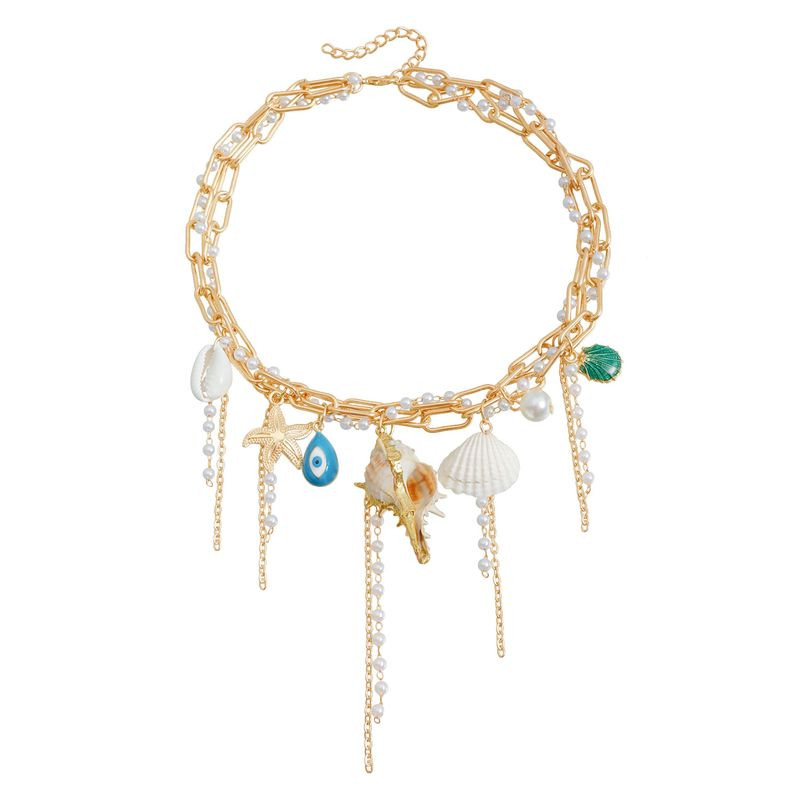 Колье ювелирный сплав с ракушками 1J11845CJJ Колье ювелирный сплав с ракушками 1J11845CJJ