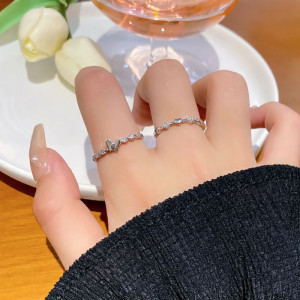 Серебряный набор из двух колец с бабочкой CJZ41881