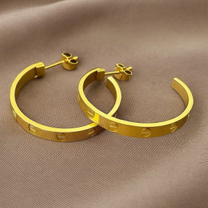 Тонкие золотистые серьги-кольца 1J12051CJJ