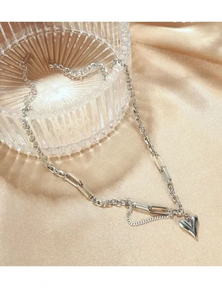 Стальная цепочка кулон в виде сердца J10104CJJ Стальная цепочка кулон в виде сердца J10104CJJ