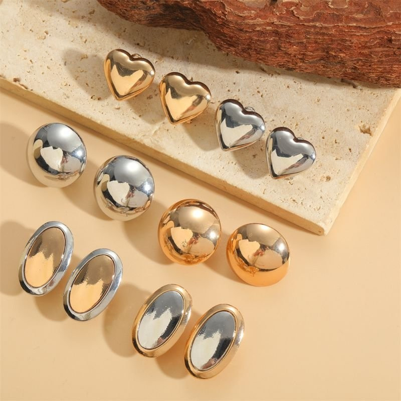 Серьги-пусеты Овалы комбинированные CJC96439