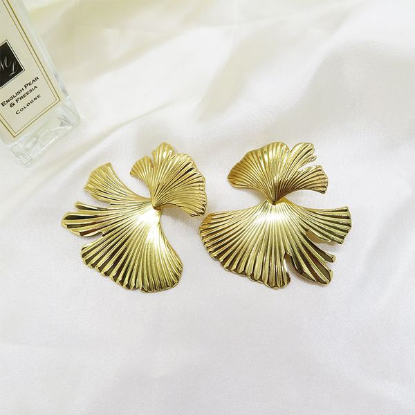 Серьги-пусеты Листья веерные фактурные CJL35785